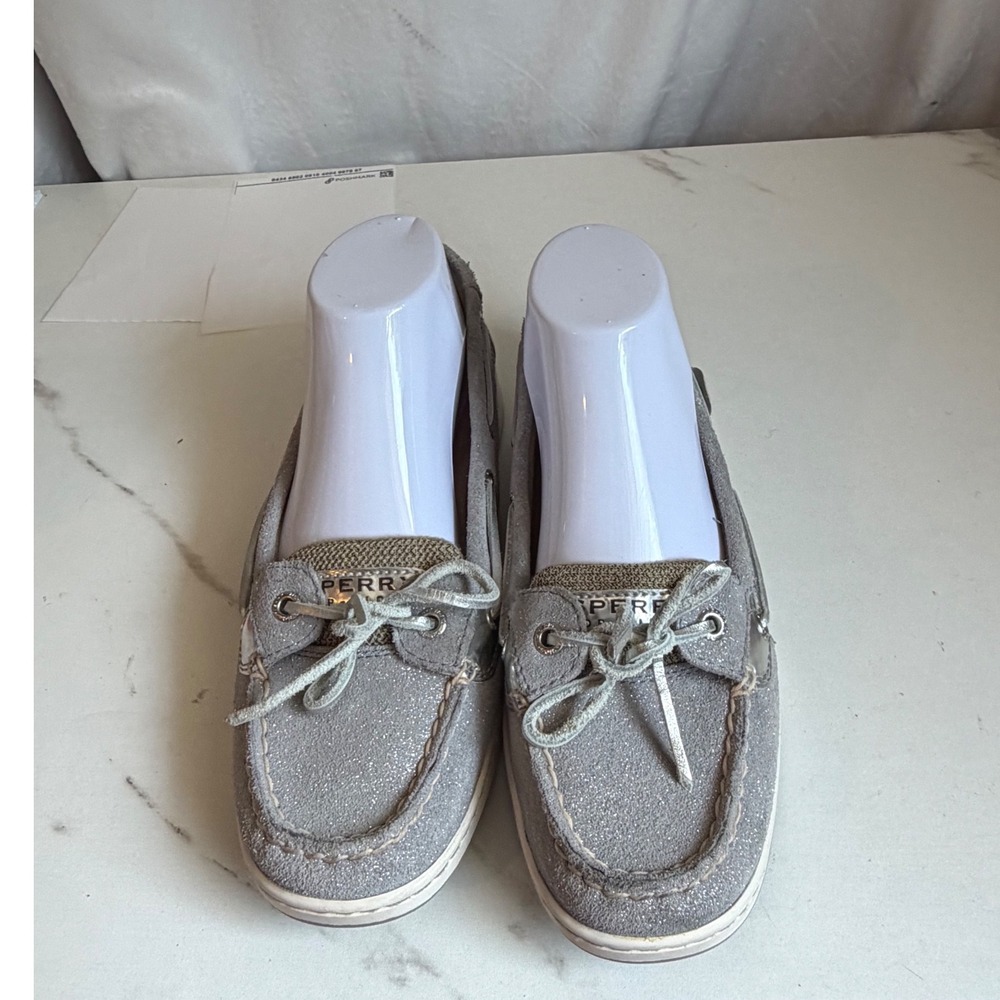 Sperry Top-Sider Angelfish Silver Glitter Leather Boat Shoes 9102971 Womens 9M - Picture 9 of 9